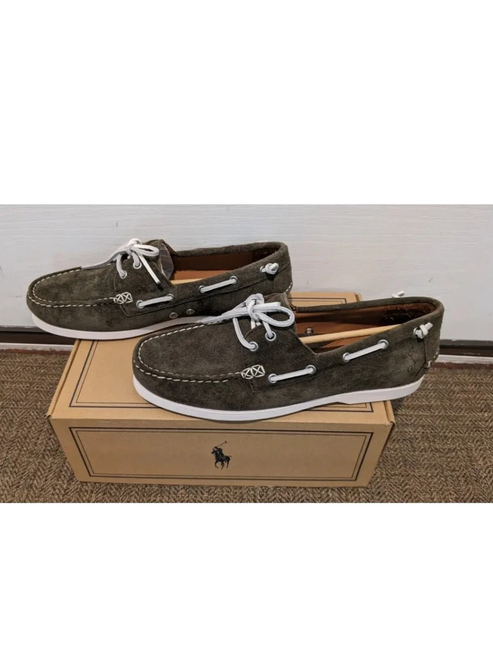 Polo Ralph Lauren Merton Suede Boat Shoe , Green, Men's Size 10 New With Box